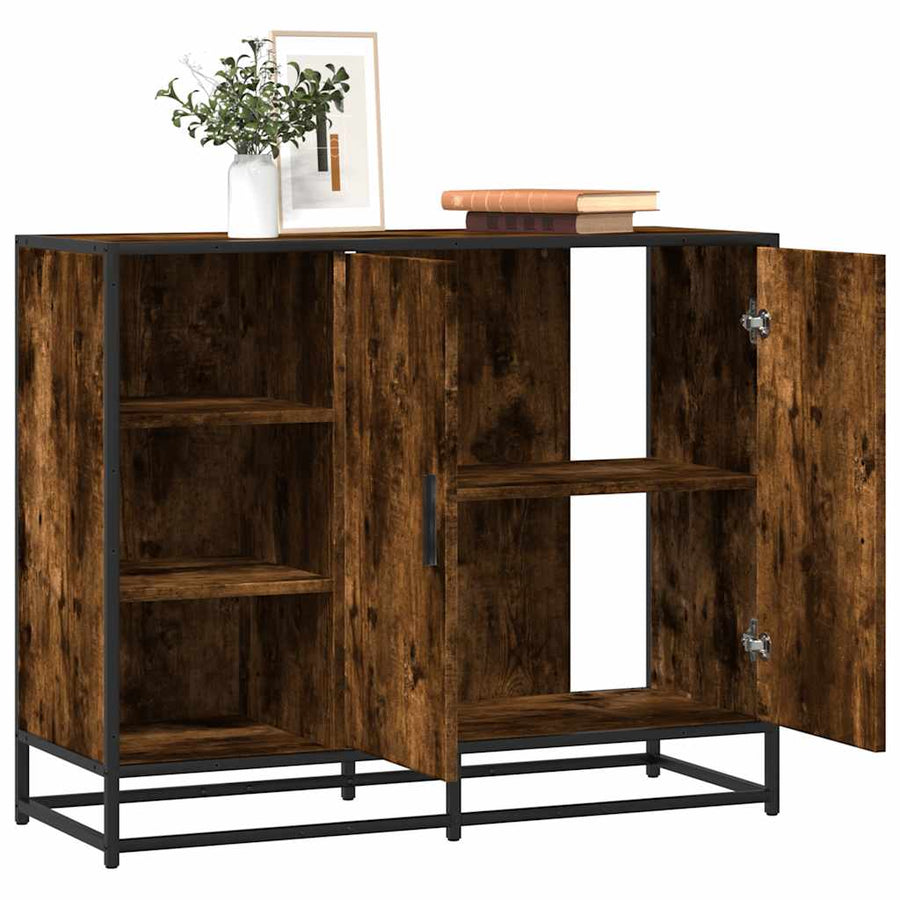 Dressoir 92x35x76 cm bewerkt hout gerookt eikenkleurig