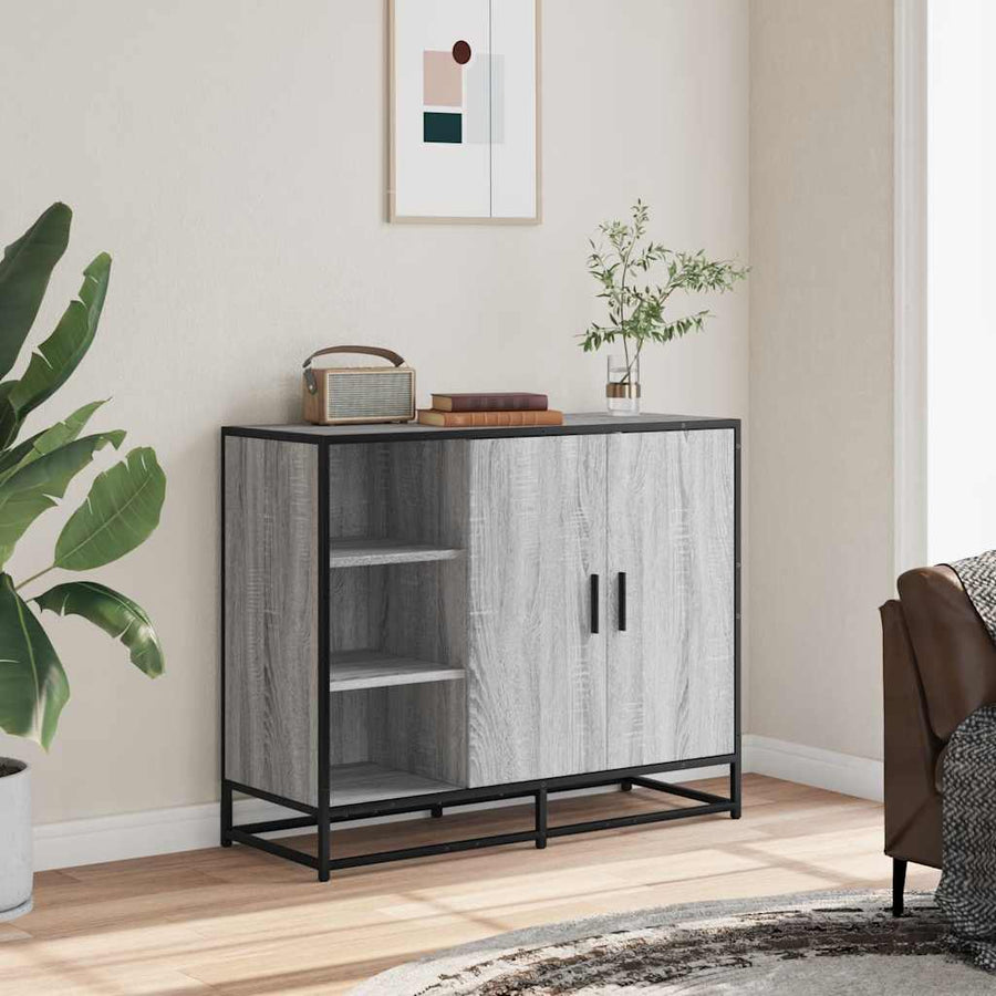 Dressoir 92x35x76 cm bewerkt hout grijs sonoma eikenkleurig