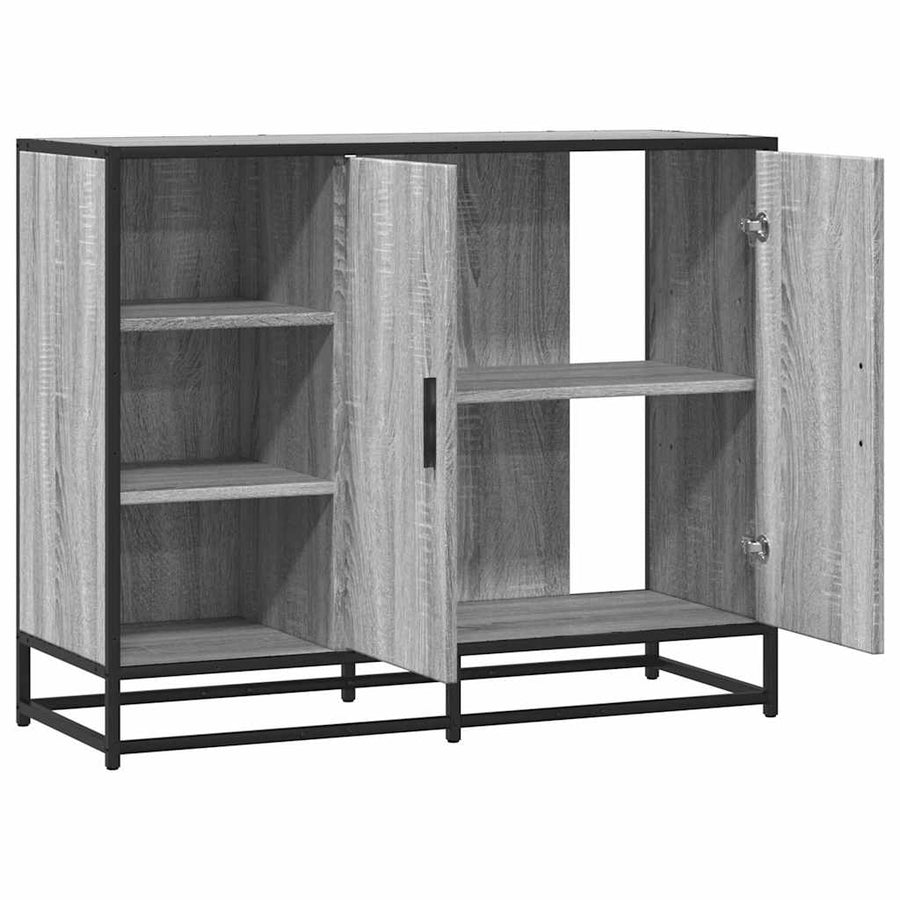 Dressoir 92x35x76 cm bewerkt hout grijs sonoma eikenkleurig