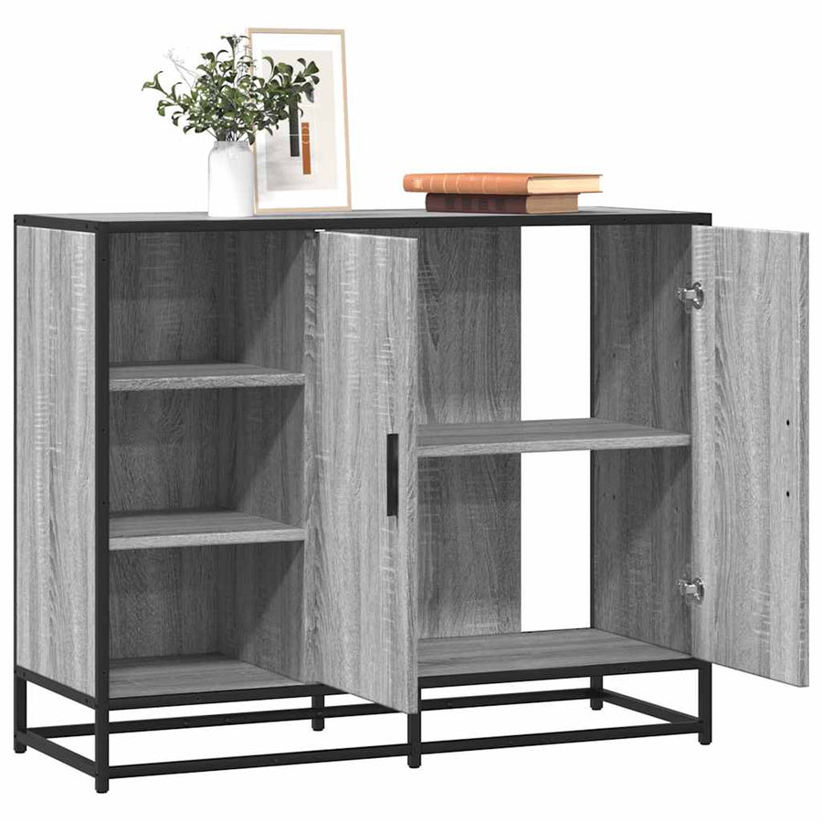 Dressoir 92x35x76 cm bewerkt hout grijs sonoma eikenkleurig