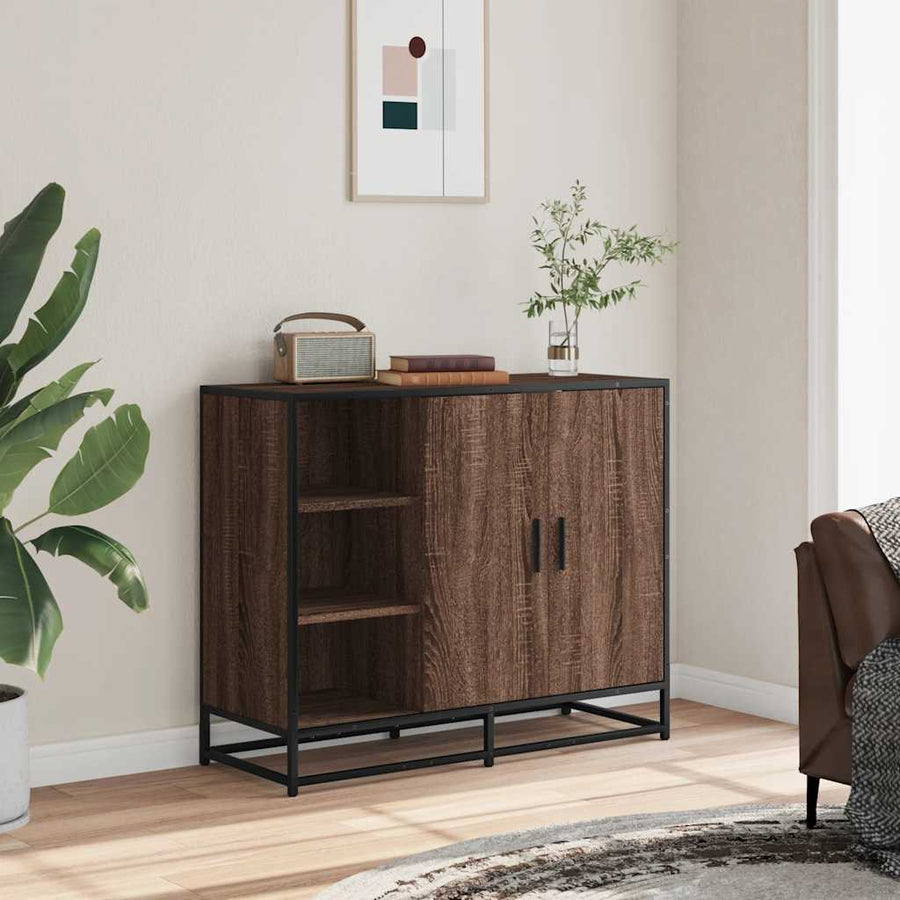 Dressoir 92x35x76 cm bewerkt hout bruin eikenkleurig