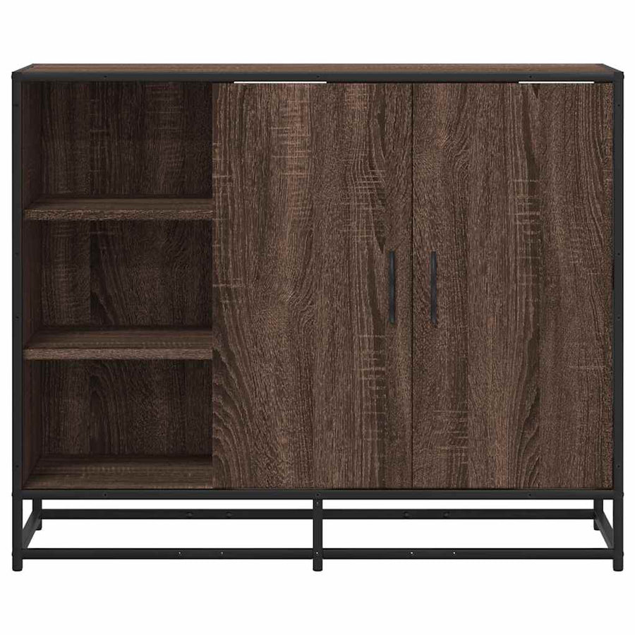 Dressoir 92x35x76 cm bewerkt hout bruin eikenkleurig