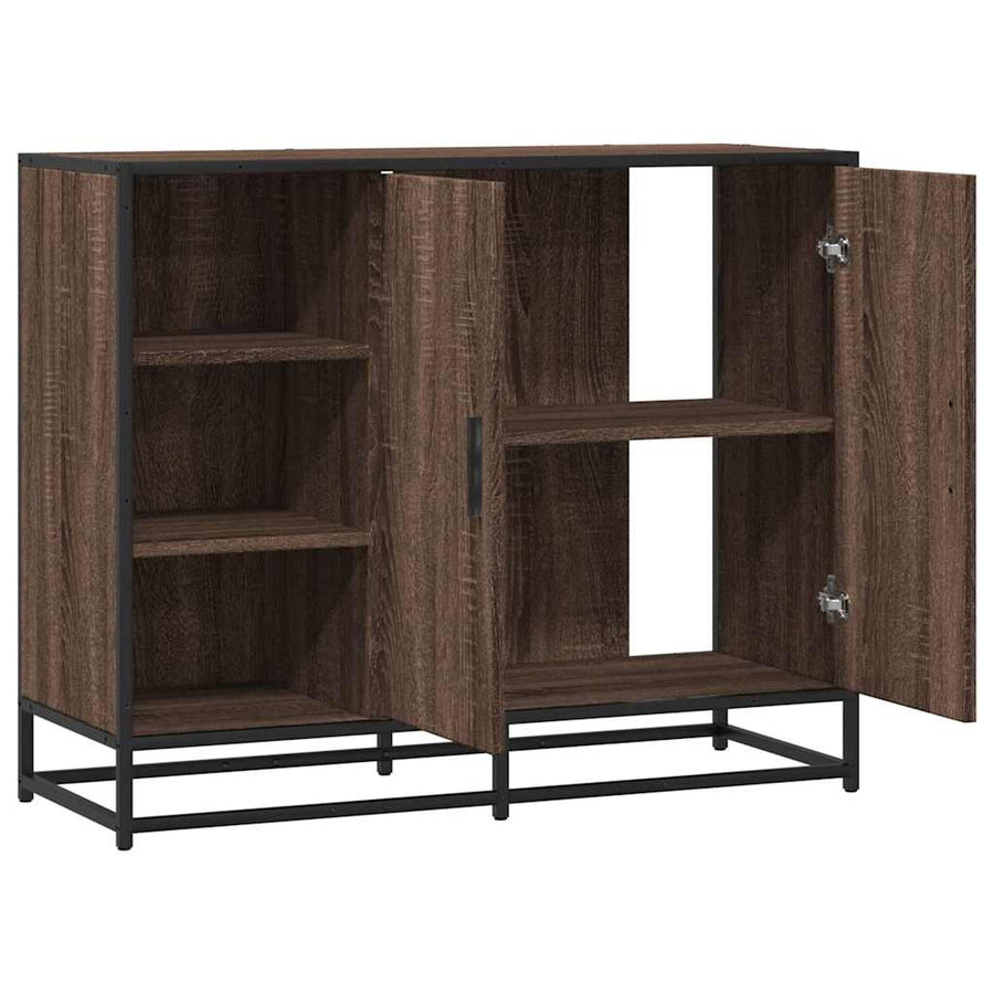 Dressoir 92x35x76 cm bewerkt hout bruin eikenkleurig