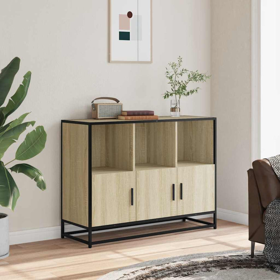 Dressoir 100x35x76 cm bewerkt hout sonoma eikenkleurig
