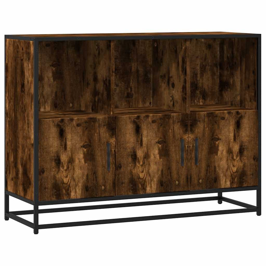 Dressoir 100x35x76 cm bewerkt hout gerookt eikenkleurig