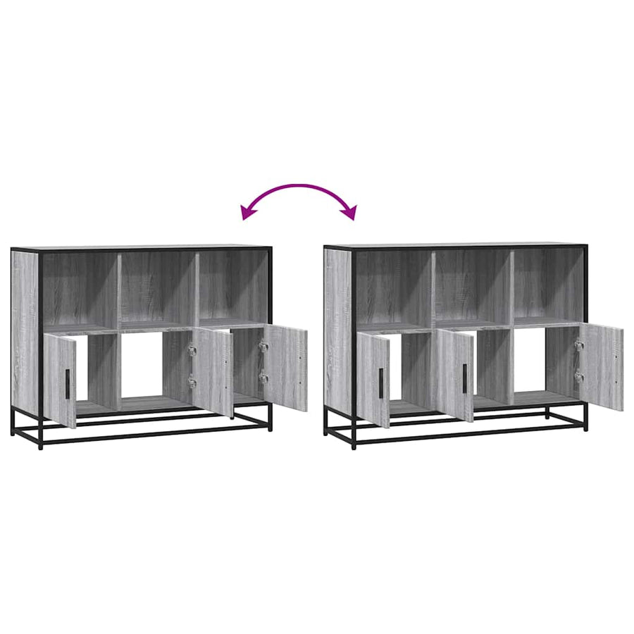 Dressoir 100x35x76 cm bewerkt hout grijs sonoma eikenkleurig