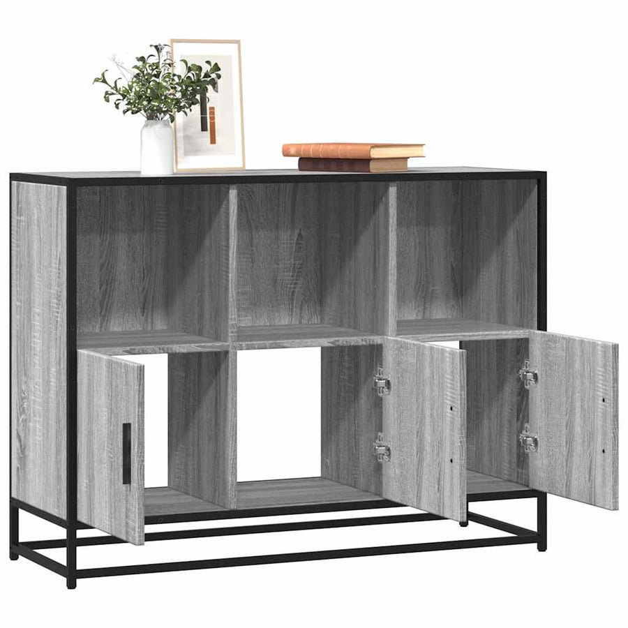 Dressoir 100x35x76 cm bewerkt hout grijs sonoma eikenkleurig