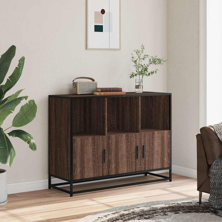 Dressoir 100x35x76 cm bewerkt hout bruin eikenkleur