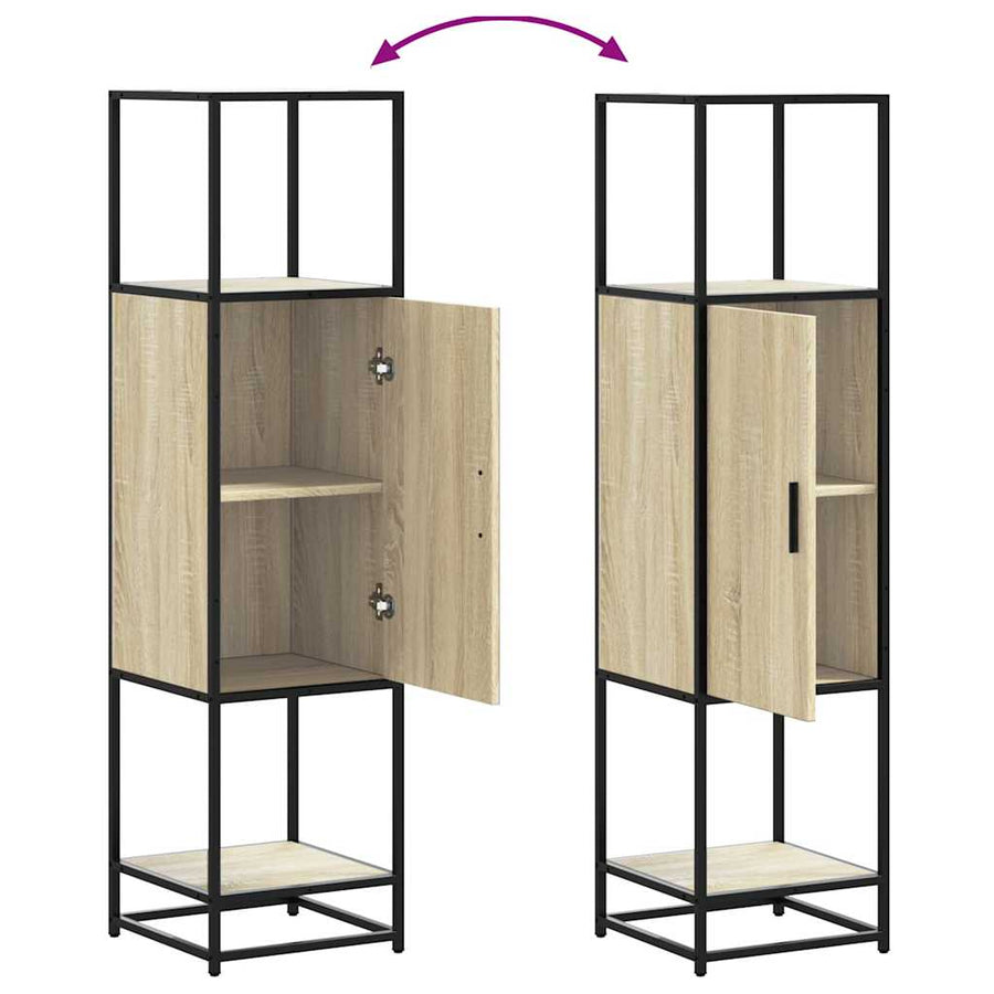 Hoge kast 35,5x35x139 cm bewerkt hout en metaal sonoma eiken