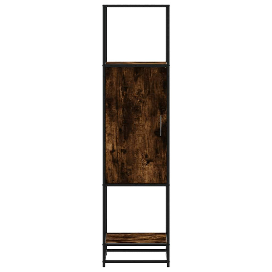 Hoge kast 35,5x35x139 cm bewerkt hout en metaal gerookt eiken