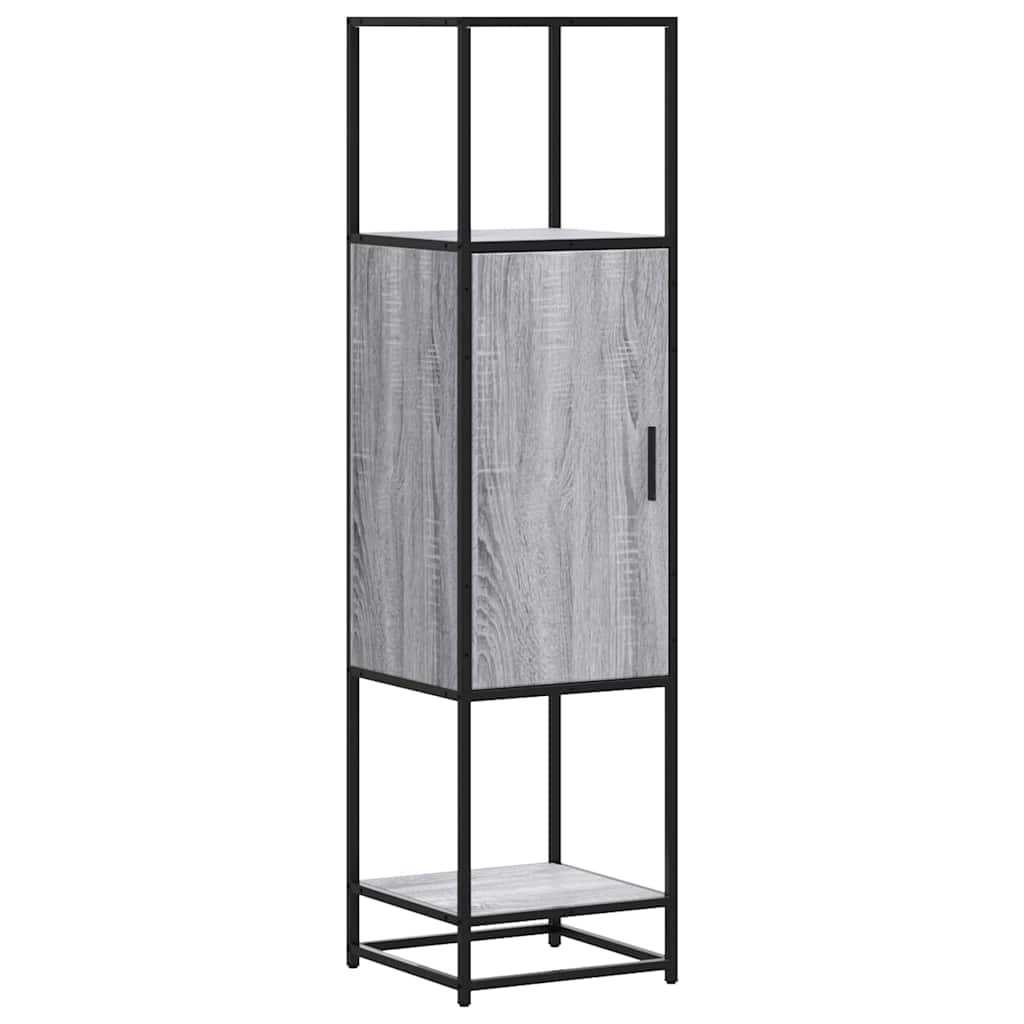 Hoge kast 35,5x35x139 cm bewerkt hout en metaal grijs sonoma