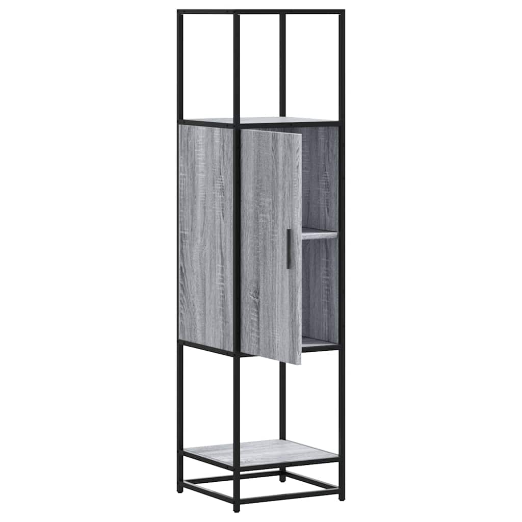 Hoge kast 35,5x35x139 cm bewerkt hout en metaal grijs sonoma