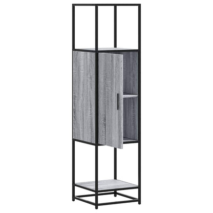 Hoge kast 35,5x35x139 cm bewerkt hout en metaal grijs sonoma