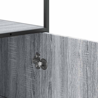 Hoge kast 35,5x35x139 cm bewerkt hout en metaal grijs sonoma