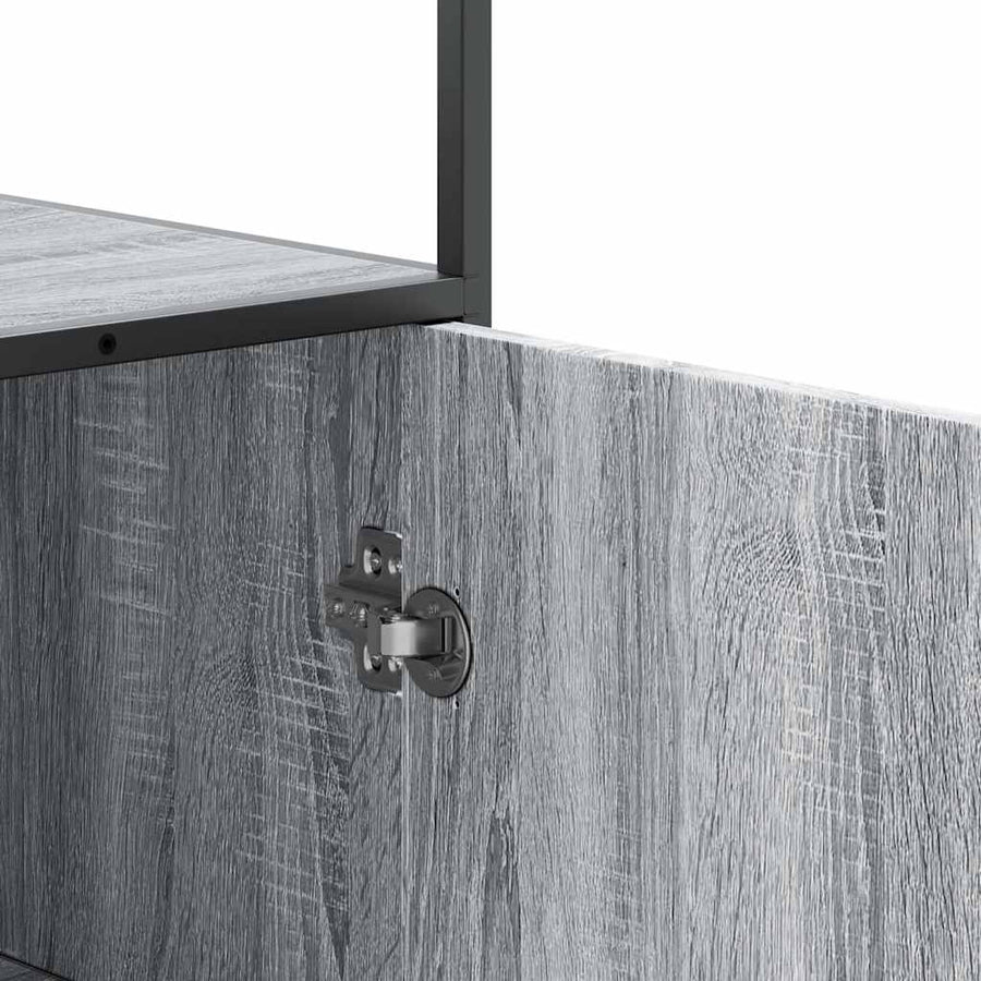 Hoge kast 35,5x35x139 cm bewerkt hout en metaal grijs sonoma