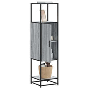 Hoge kast 35,5x35x139 cm bewerkt hout metaal grijs sonoma