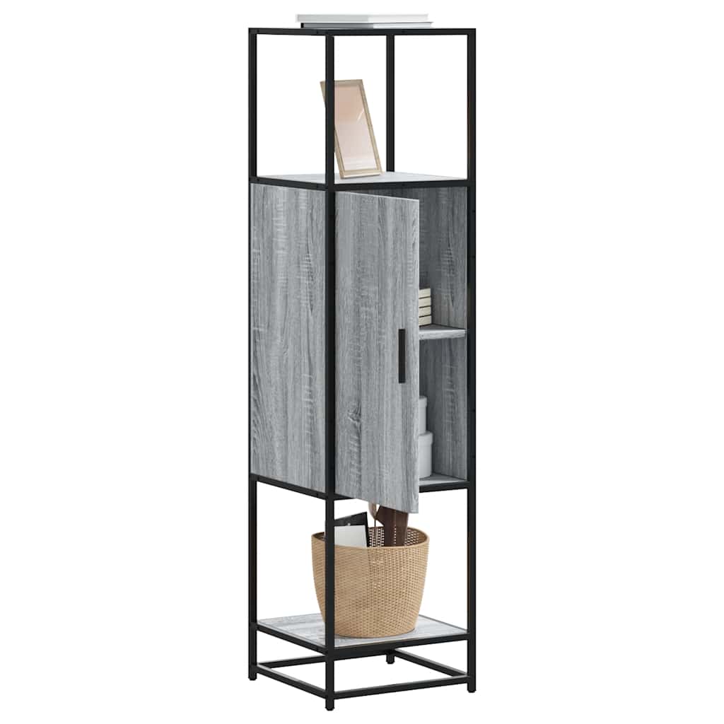Hoge kast 35,5x35x139 cm bewerkt hout en metaal grijs sonoma