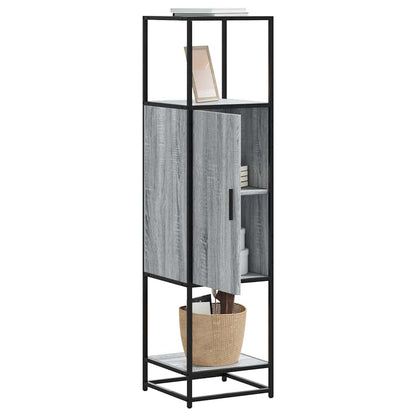 Hoge kast 35,5x35x139 cm bewerkt hout en metaal grijs sonoma