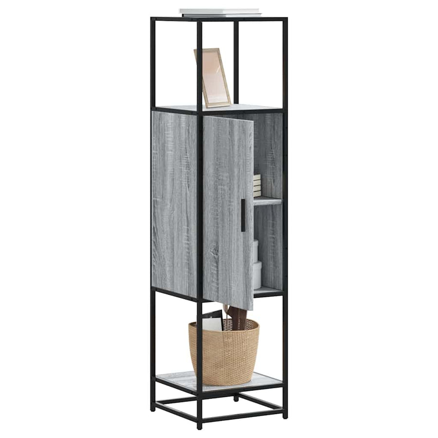 Hoge kast 35,5x35x139 cm bewerkt hout en metaal grijs sonoma