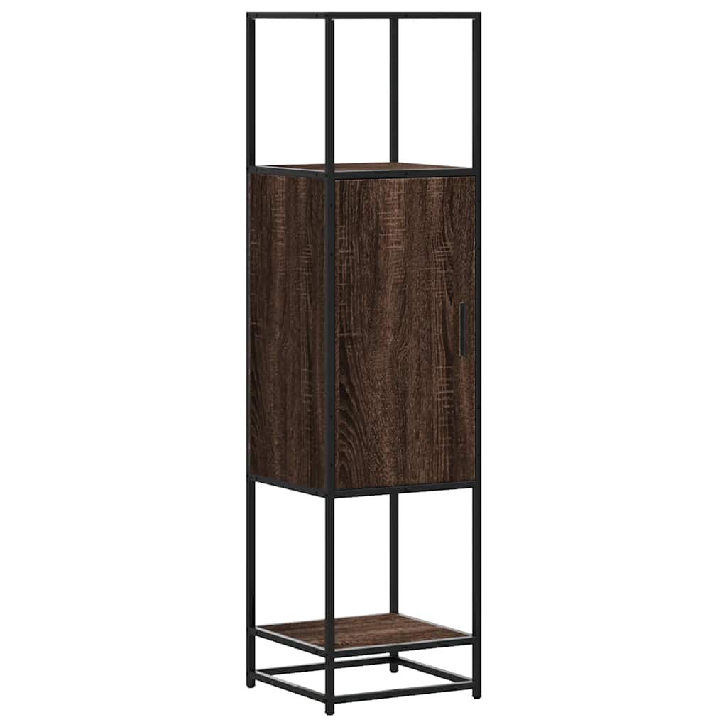 Hoge kast 35,5x35x139 cm bewerkt hout en metaal bruin eiken