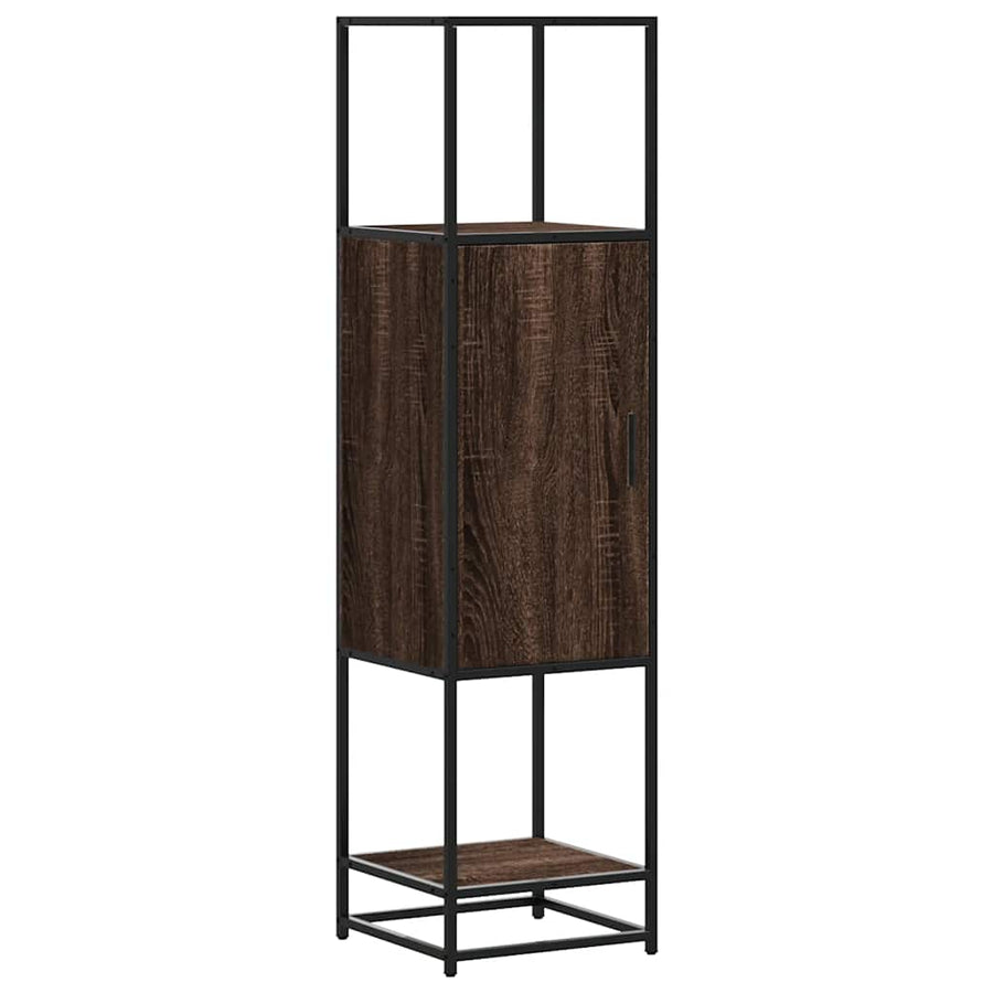 Hoge kast 35,5x35x139 cm bewerkt hout en metaal bruin eiken