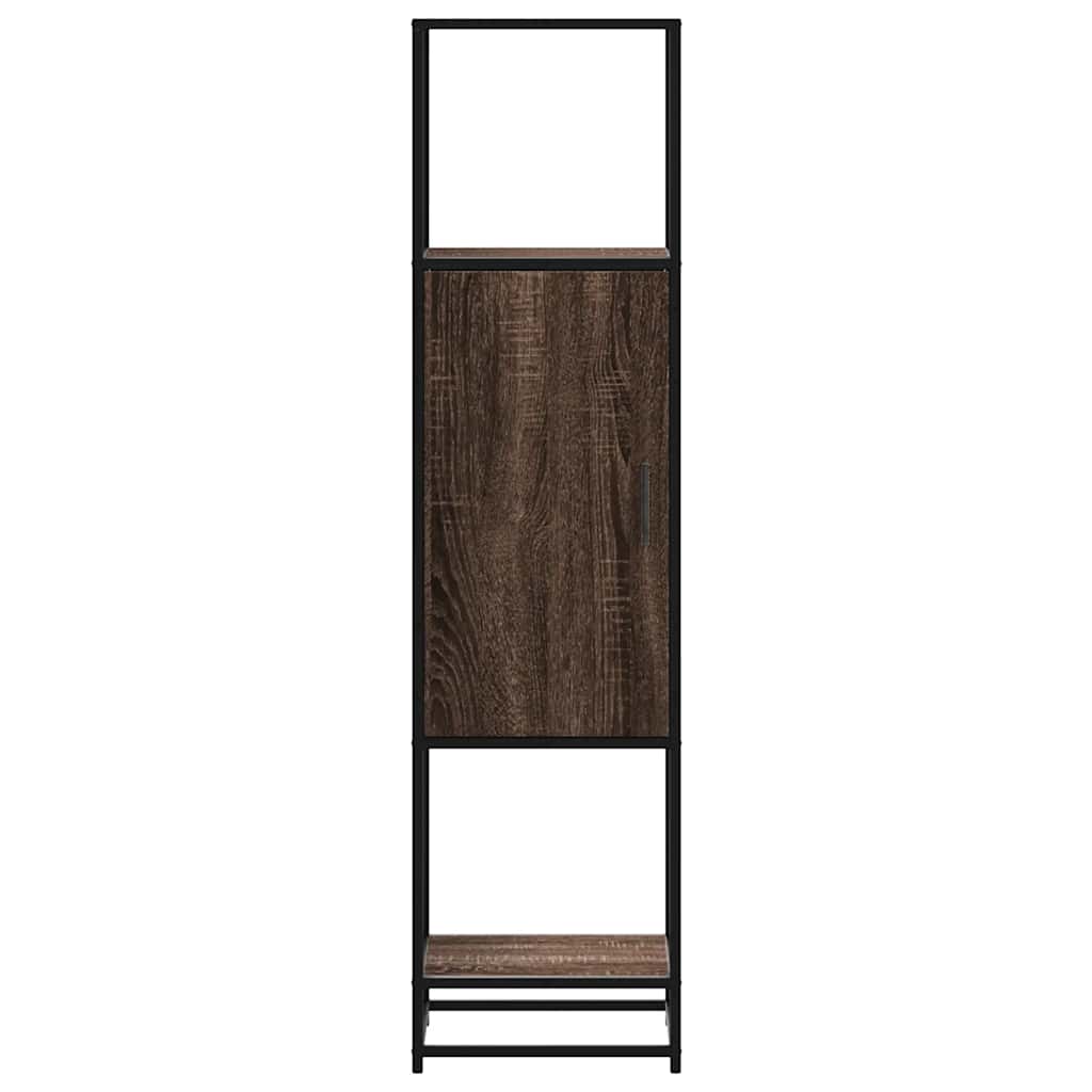 Hoge kast 35,5x35x139 cm bewerkt hout en metaal bruin eiken