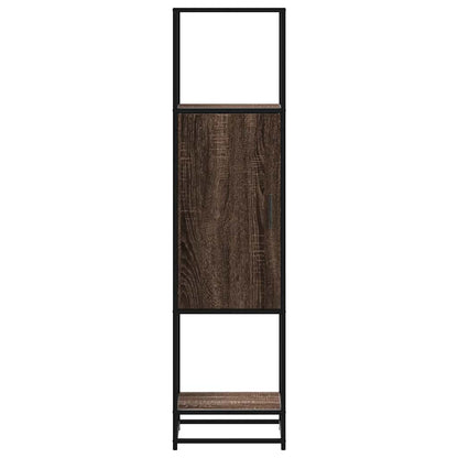 Hoge kast 35,5x35x139 cm bewerkt hout en metaal bruin eiken