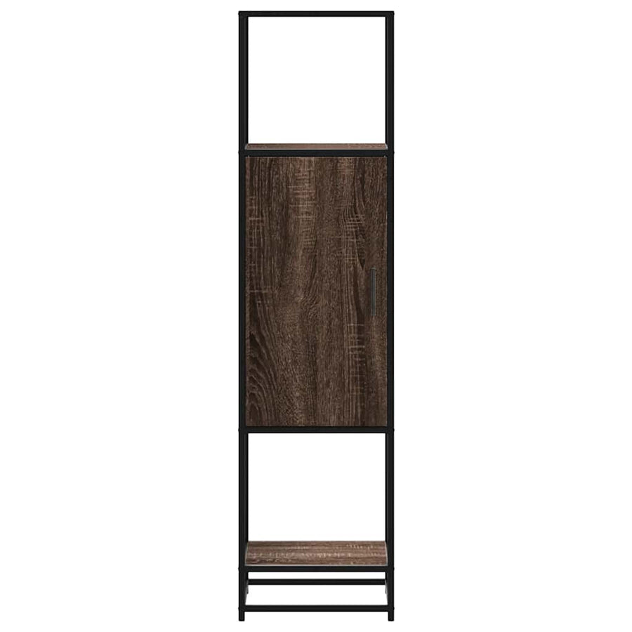 Hoge kast 35,5x35x139 cm bewerkt hout en metaal bruin eiken