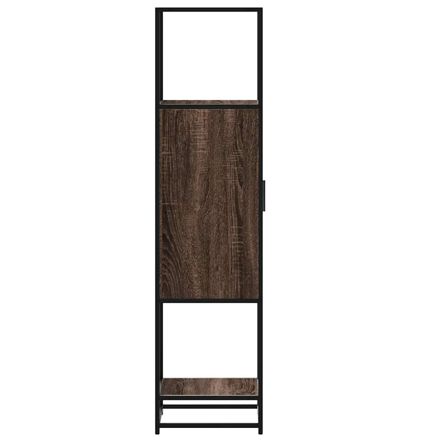 Hoge kast 35,5x35x139 cm bewerkt hout en metaal bruin eiken