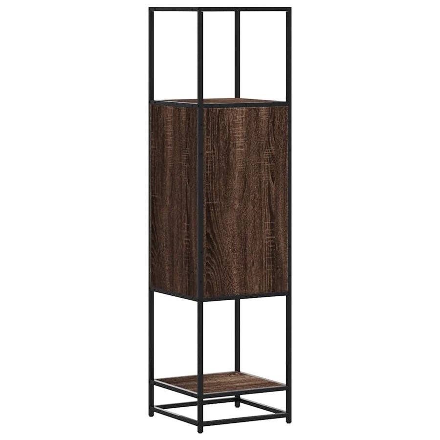 Hoge kast 35,5x35x139 cm bewerkt hout en metaal bruin eiken