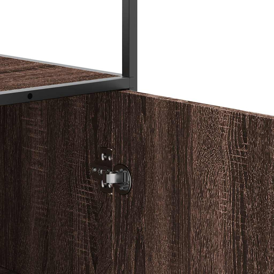 Hoge kast 35,5x35x139 cm bewerkt hout en metaal bruin eiken