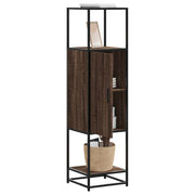 Hoge kast 35,5x35x139 cm bewerkt hout metaal bruin eiken