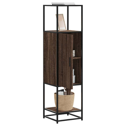 Hoge kast 35,5x35x139 cm bewerkt hout en metaal bruin eiken