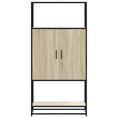 Hoge kast 68x35x139 cm bewerkt hout en metaal sonoma eikenkleur