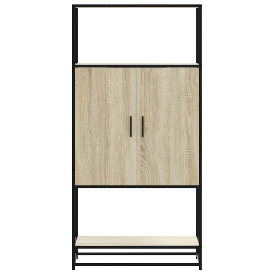 Hoge kast 68x35x139 cm bewerkt hout en metaal sonoma eikenkleur