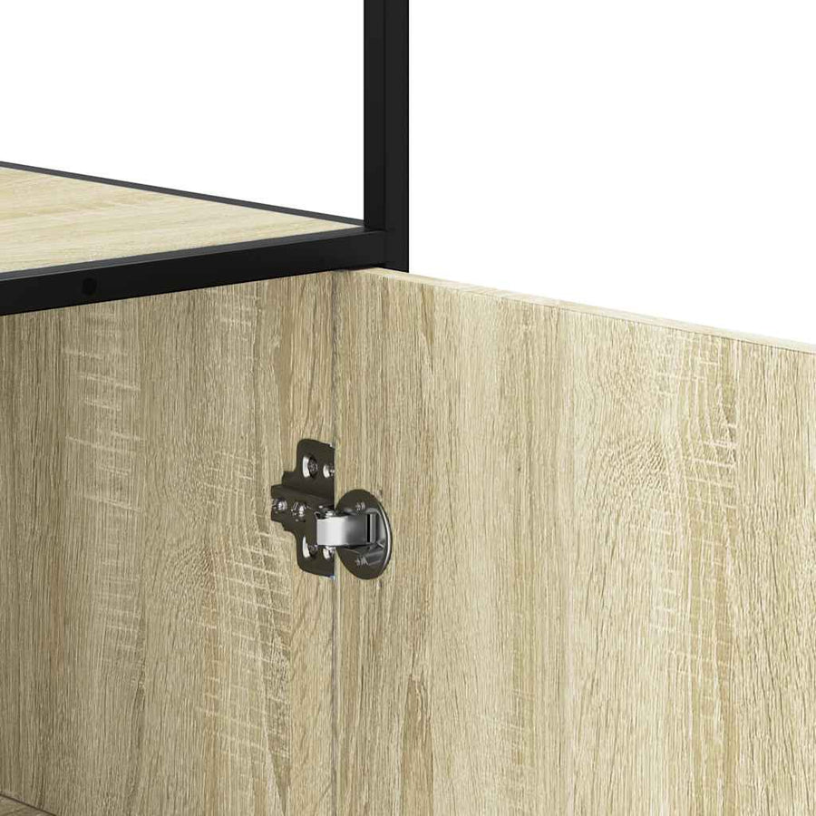 Hoge kast 68x35x139 cm bewerkt hout en metaal sonoma eikenkleur