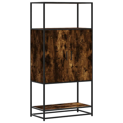 Hoge kast 68x35x139cm bewerkt hout en metaal gerookt eikenkleur