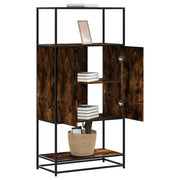 Hoge kast 68x35x139 cm bewerkt hout metaal gerookt eiken