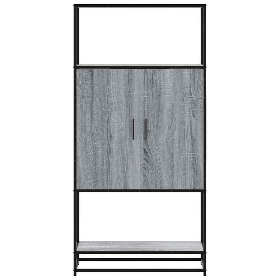 Hoge kast 68x35x139cm bewerkt hout en metaal grijs sonoma eiken