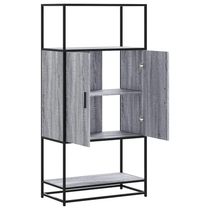 Hoge kast 68x35x139cm bewerkt hout en metaal grijs sonoma eiken