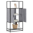 Hoge kast 68x35x139 cm bewerkt hout metaal grijs sonoma eiken