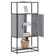 Hoge kast 68x35x139 cm bewerkt hout metaal grijs sonoma eiken