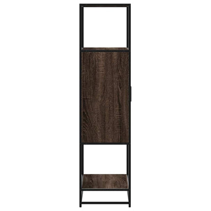 Hoge kast 68x35x139 cm bewerkt hout en metaal bruin eikenkleur