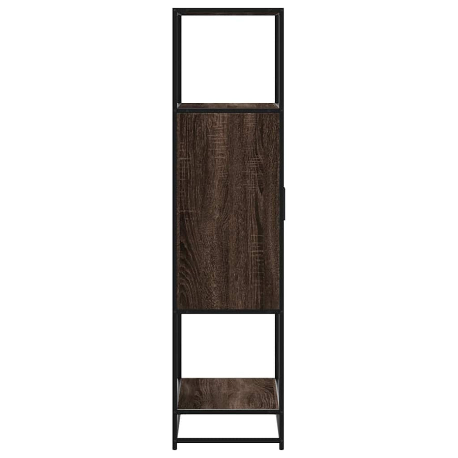 Hoge kast 68x35x139 cm bewerkt hout en metaal bruin eikenkleur