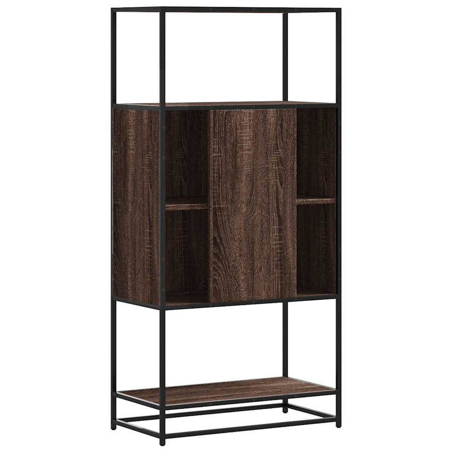 Hoge kast 68x35x139 cm bewerkt hout en metaal bruin eikenkleur