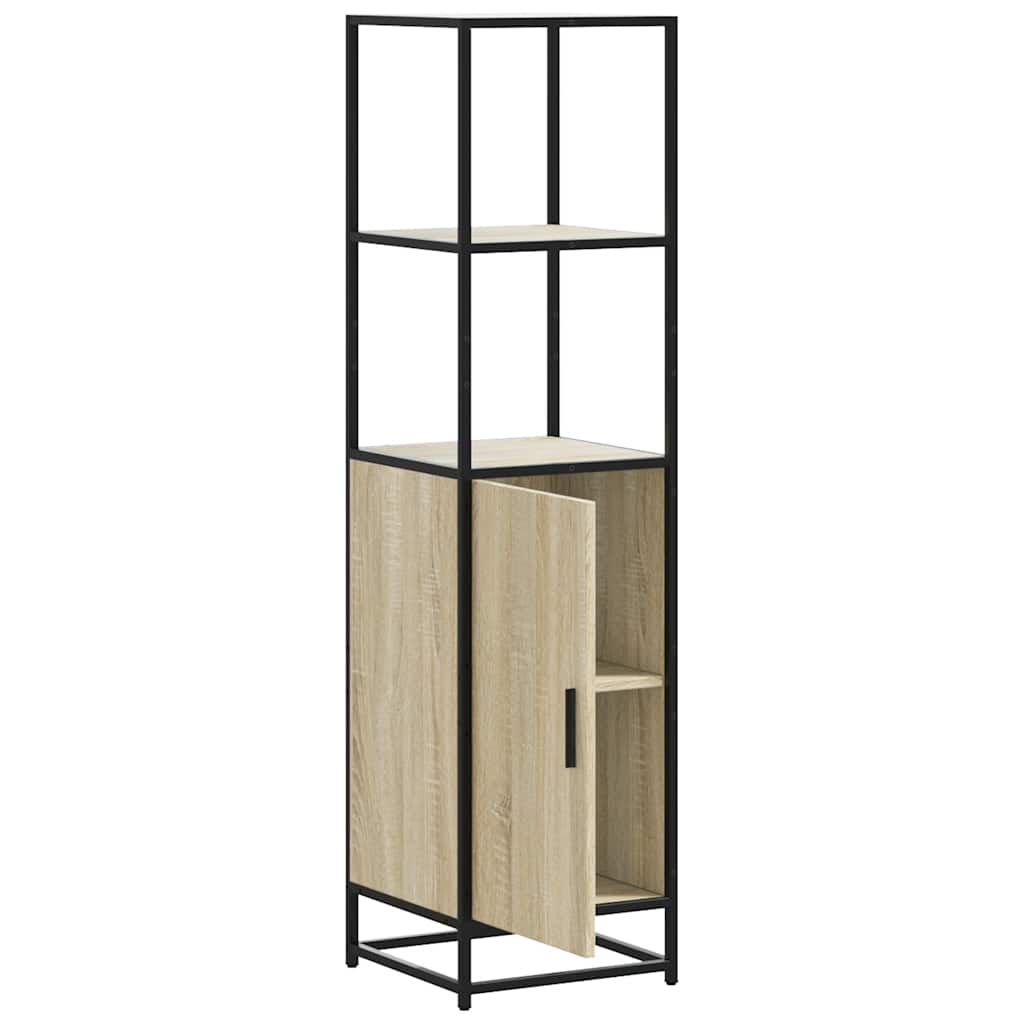 Hoge kast 35,5x35x139 cm bewerkt hout en metaal sonoma eiken