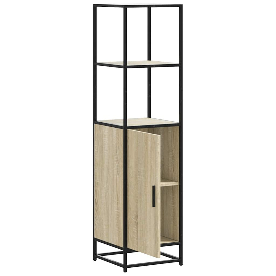 Hoge kast 35,5x35x139 cm bewerkt hout en metaal sonoma eiken