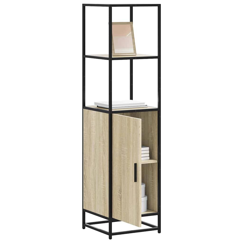 Hoge kast 35,5x35x139 cm bewerkt hout en metaal sonoma eiken