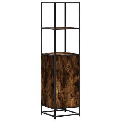 Hoge kast 35,5x35x139 cm bewerkt hout en metaal gerookt eiken