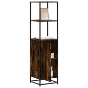 Hoge kast 35,5x35x139 cm bewerkt hout metaal gerookt eiken